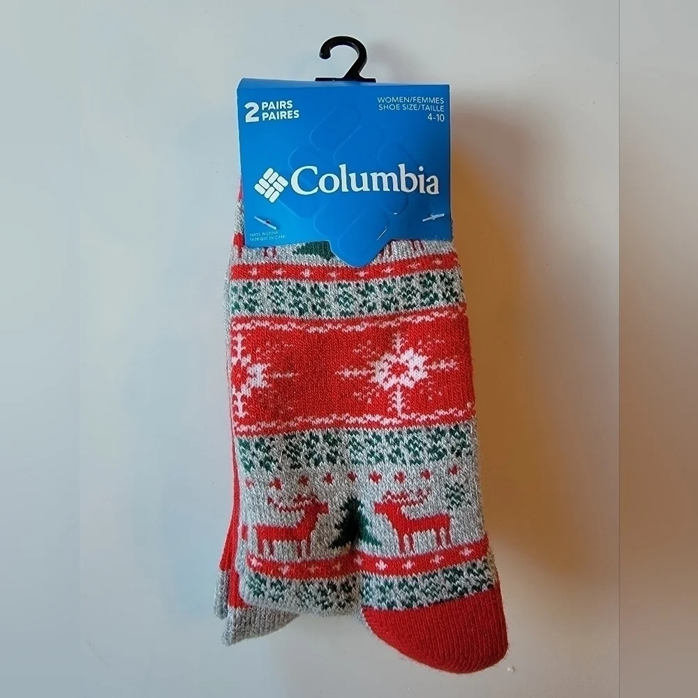 2 Pair Columbia Holiday Themed Socks